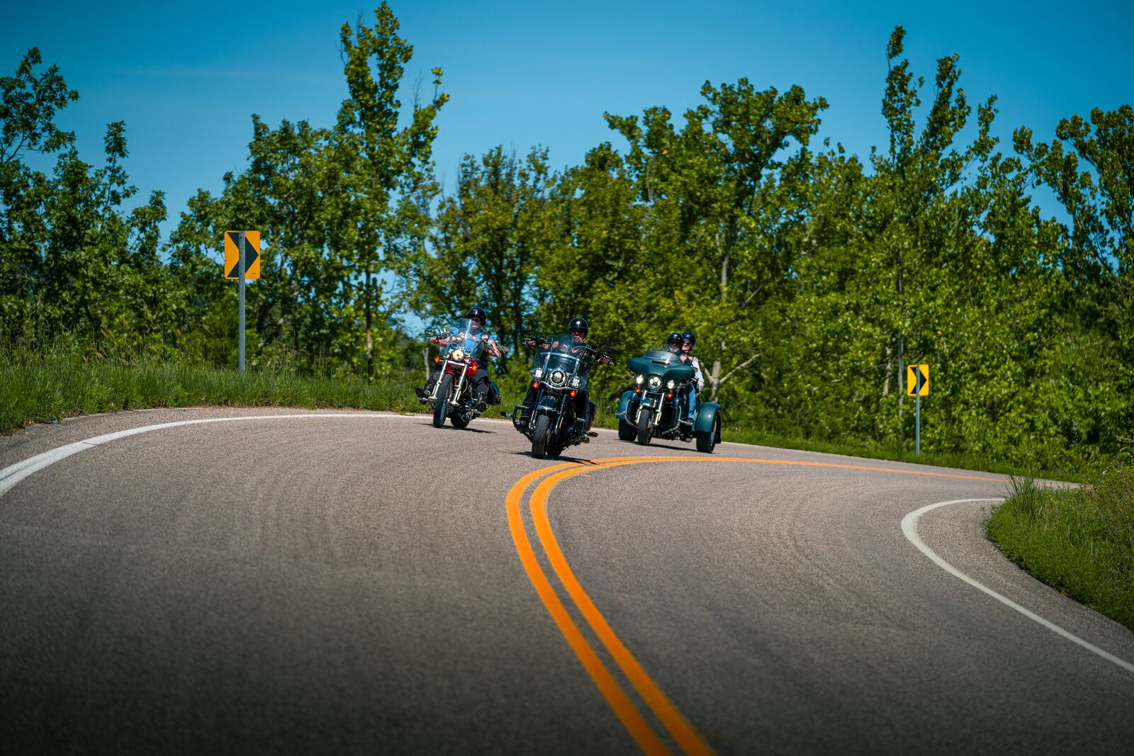 Motorcycle touring riders on the road